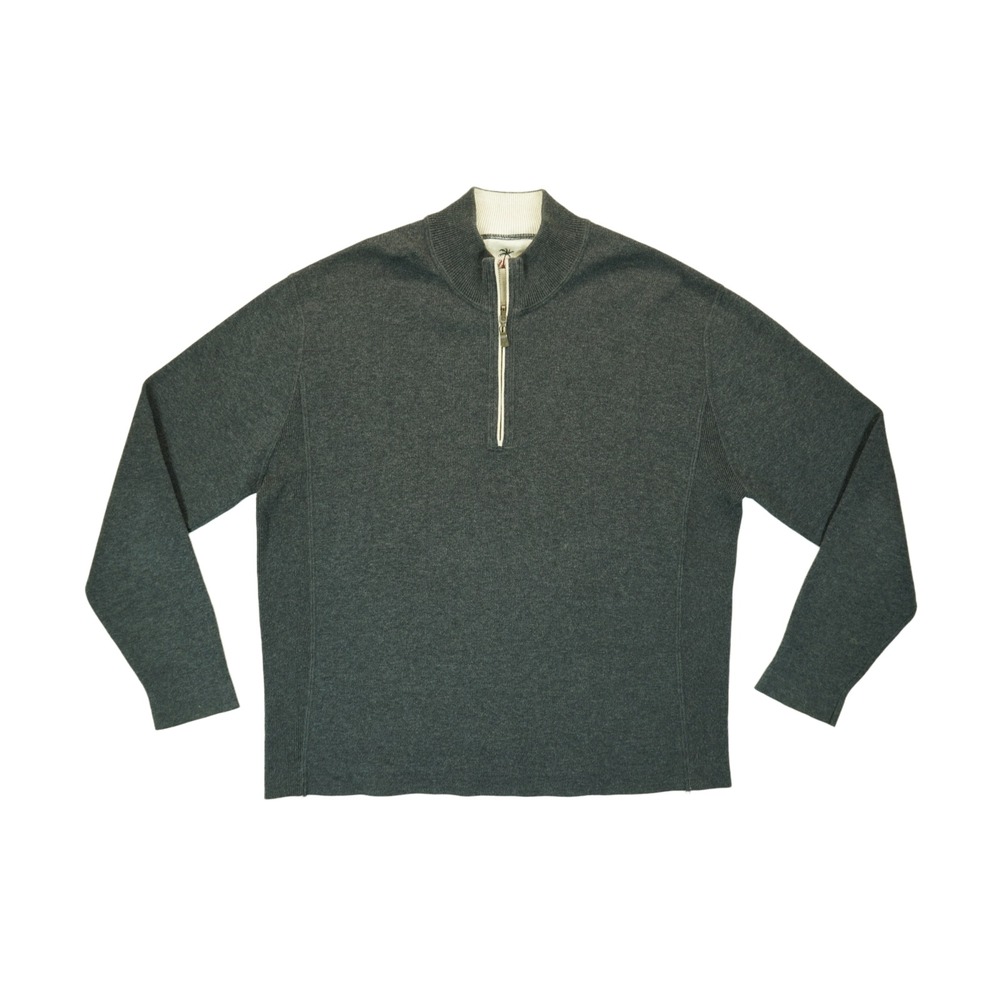 Tommy Bahama Sweatshirt Mens XL Gray 1/4 Zip Pullover Long Sleeve